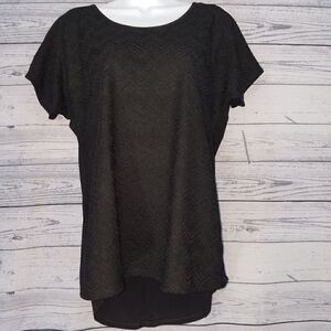 Massini Womens Knit Crochet Top